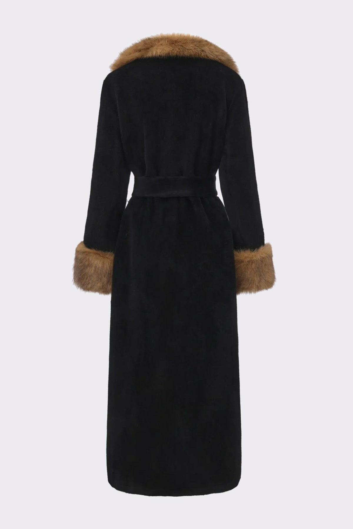 Adriana Faux Fur Coat: Black Long Coat for Cocktail Party - Nana Jacqueline