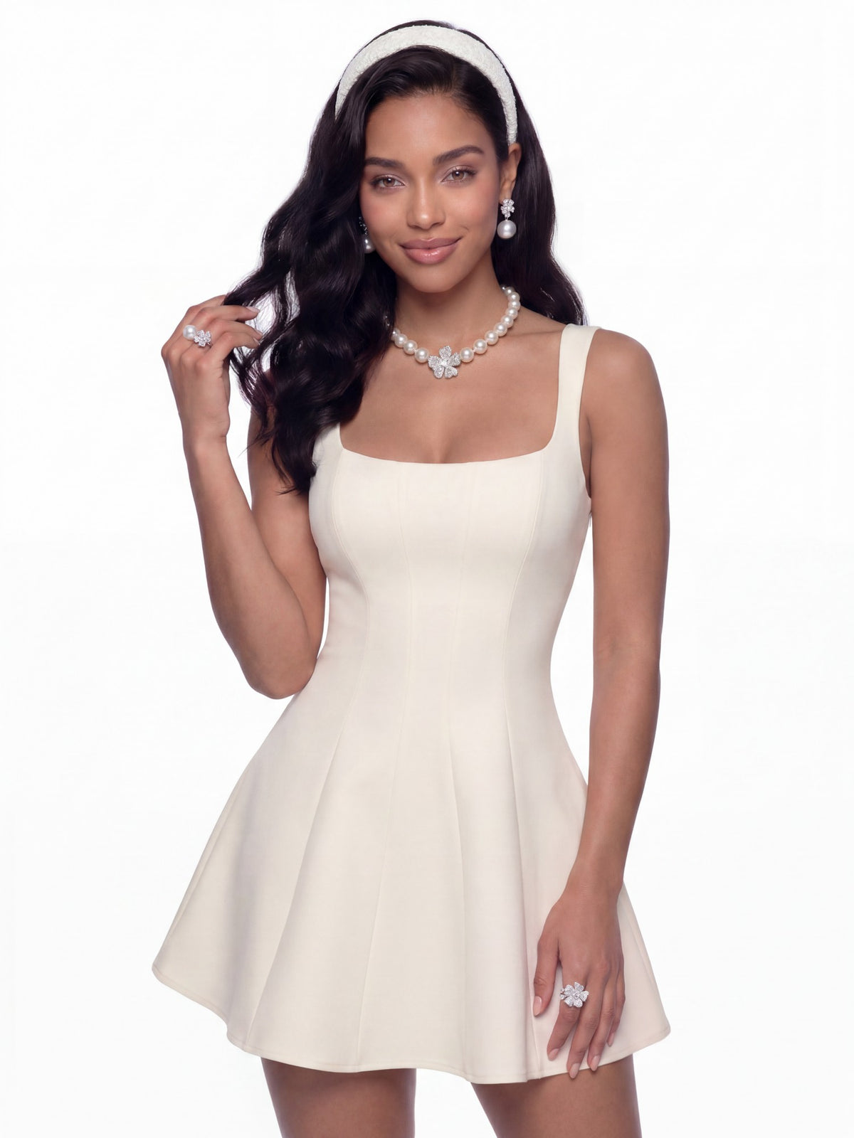 Eliza Open-Back Champagne Dress - Nana Jacqueline