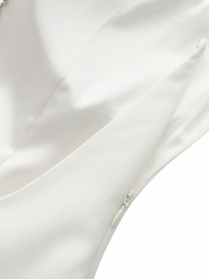 Giana Open-Back Crystal-Chain White Dress - Nana Jacqueline