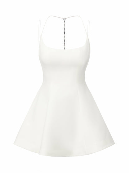 Giana Open-Back Crystal-Chain White Dress - Nana Jacqueline