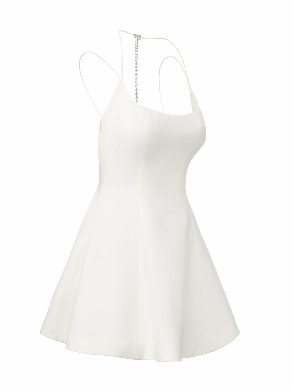 Giana Open-Back Crystal-Chain White Dress - Nana Jacqueline