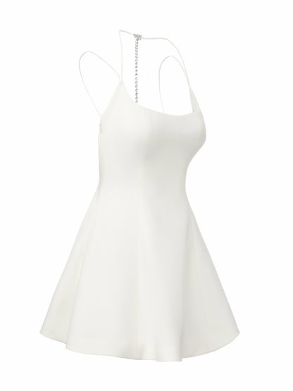 Giana Open-Back Crystal-Chain White Dress - Nana Jacqueline