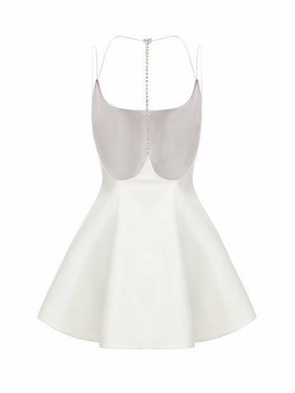 Giana Open-Back Crystal-Chain White Dress - Nana Jacqueline