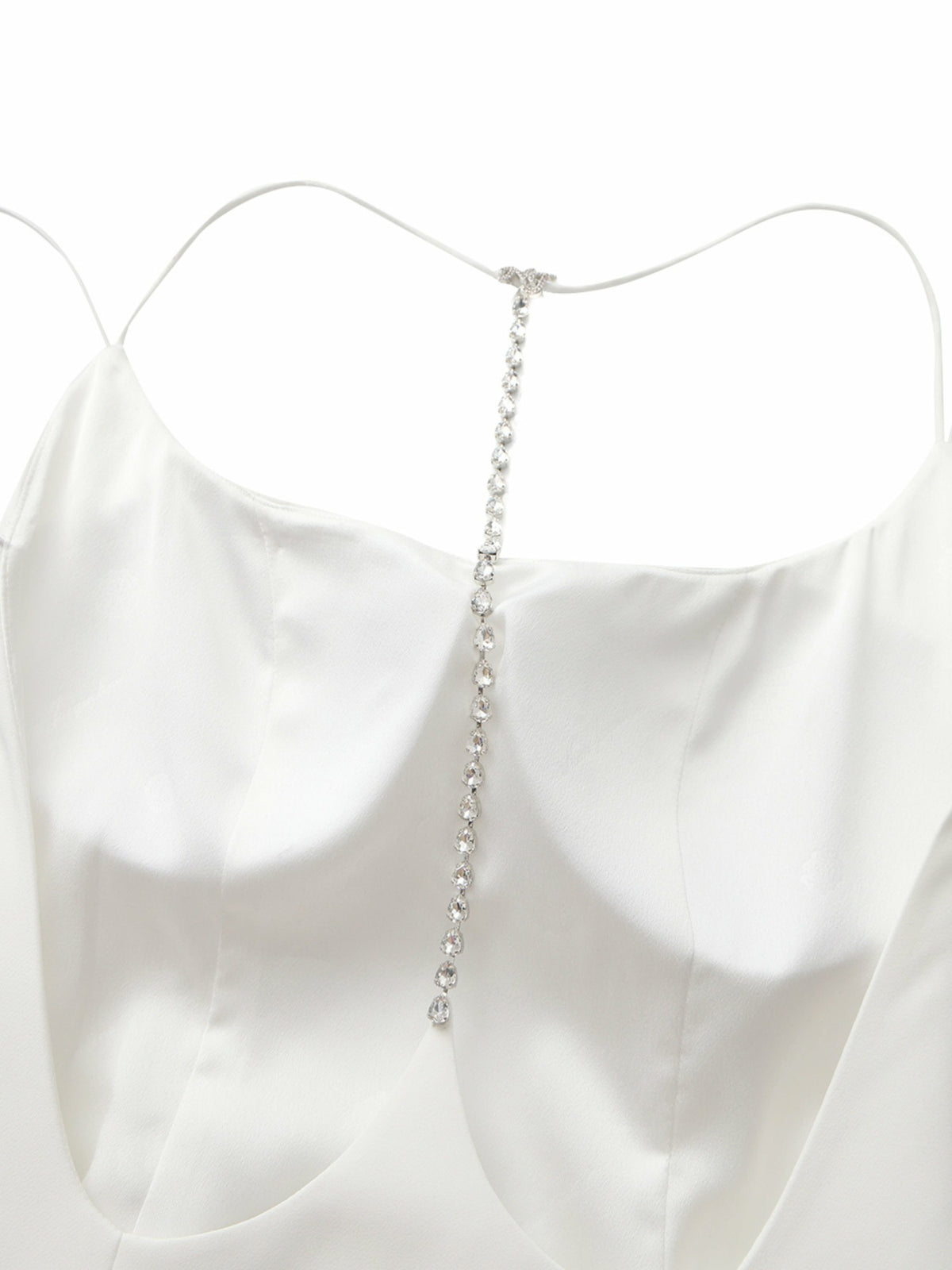 Giana Open-Back Crystal-Chain White Dress - Nana Jacqueline