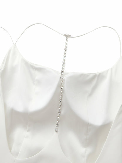 Giana Open-Back Crystal-Chain White Dress - Nana Jacqueline