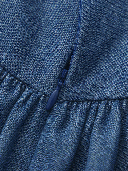 Isabela Crystal Button Blue Dress - Nana Jacqueline