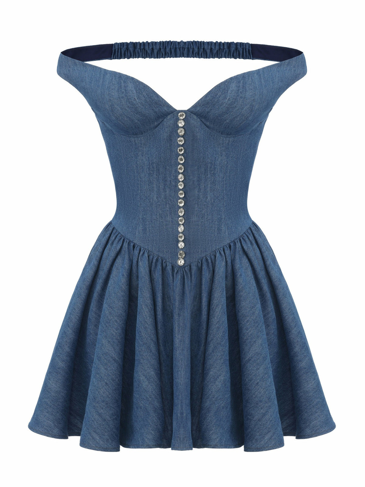 Isabela Crystal Button Blue Dress - Nana Jacqueline