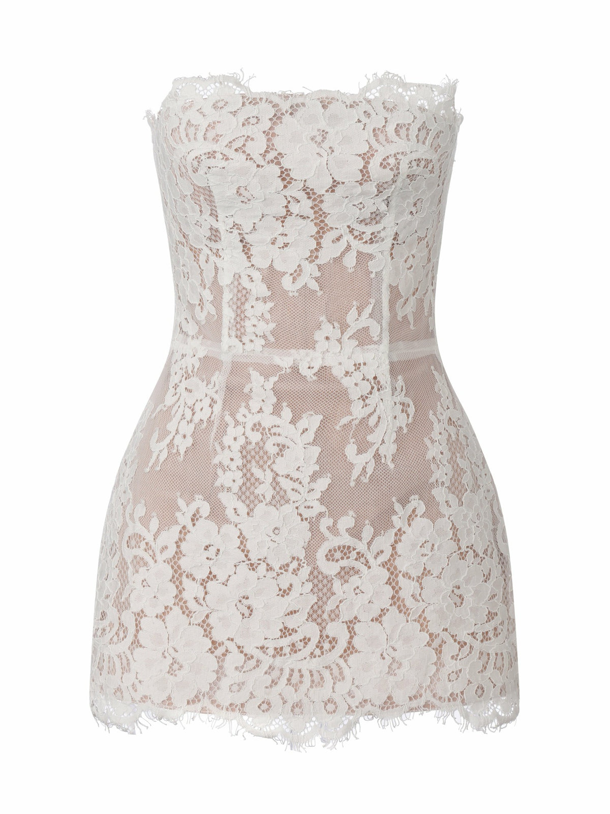 Mara Strapless Lace White Dress - Nana Jacqueline