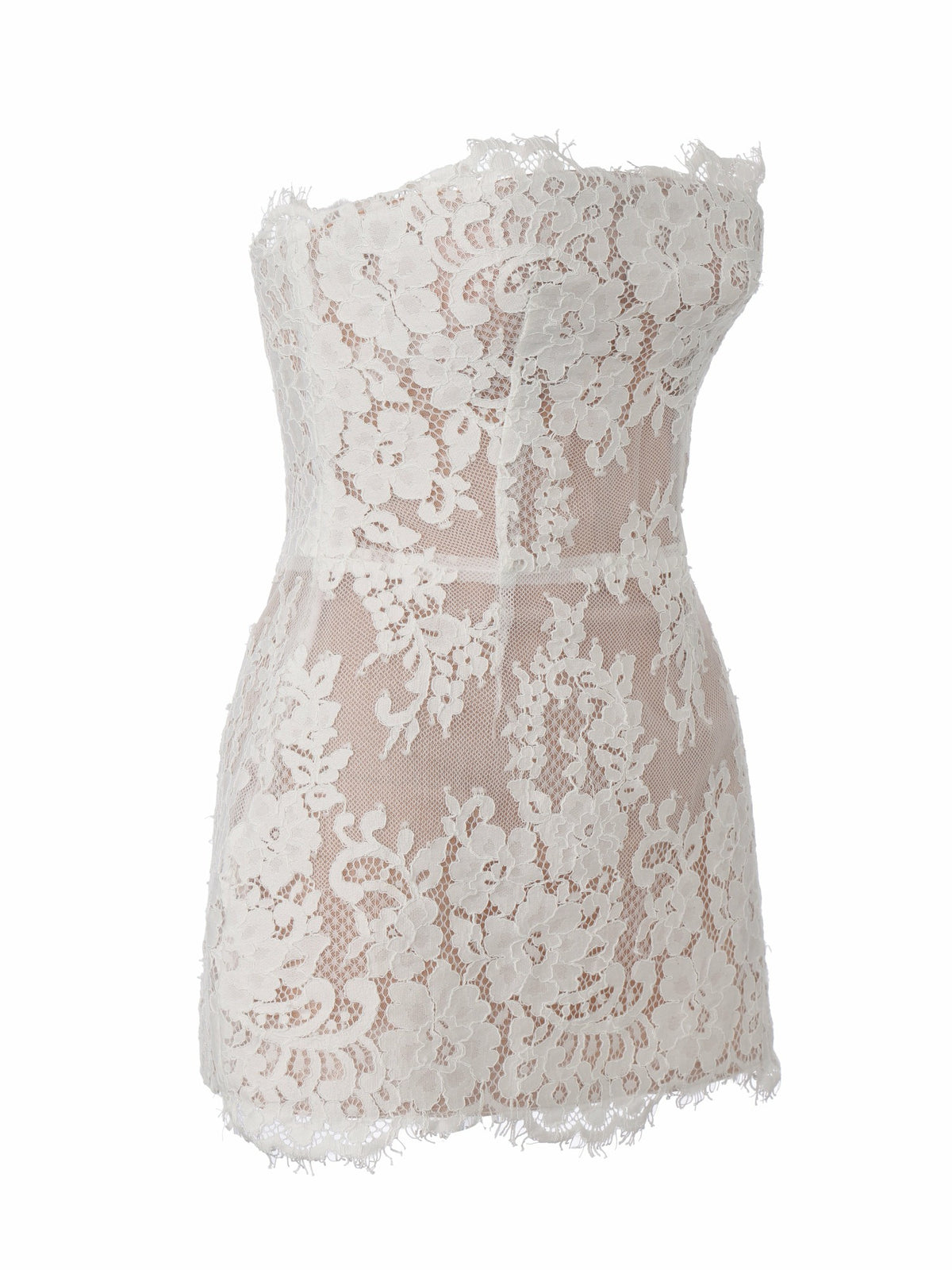 Mara Strapless Lace White Dress - Nana Jacqueline
