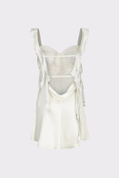 Karina Dress: White Mini Dress for Engagement Party - Nana Jacqueline