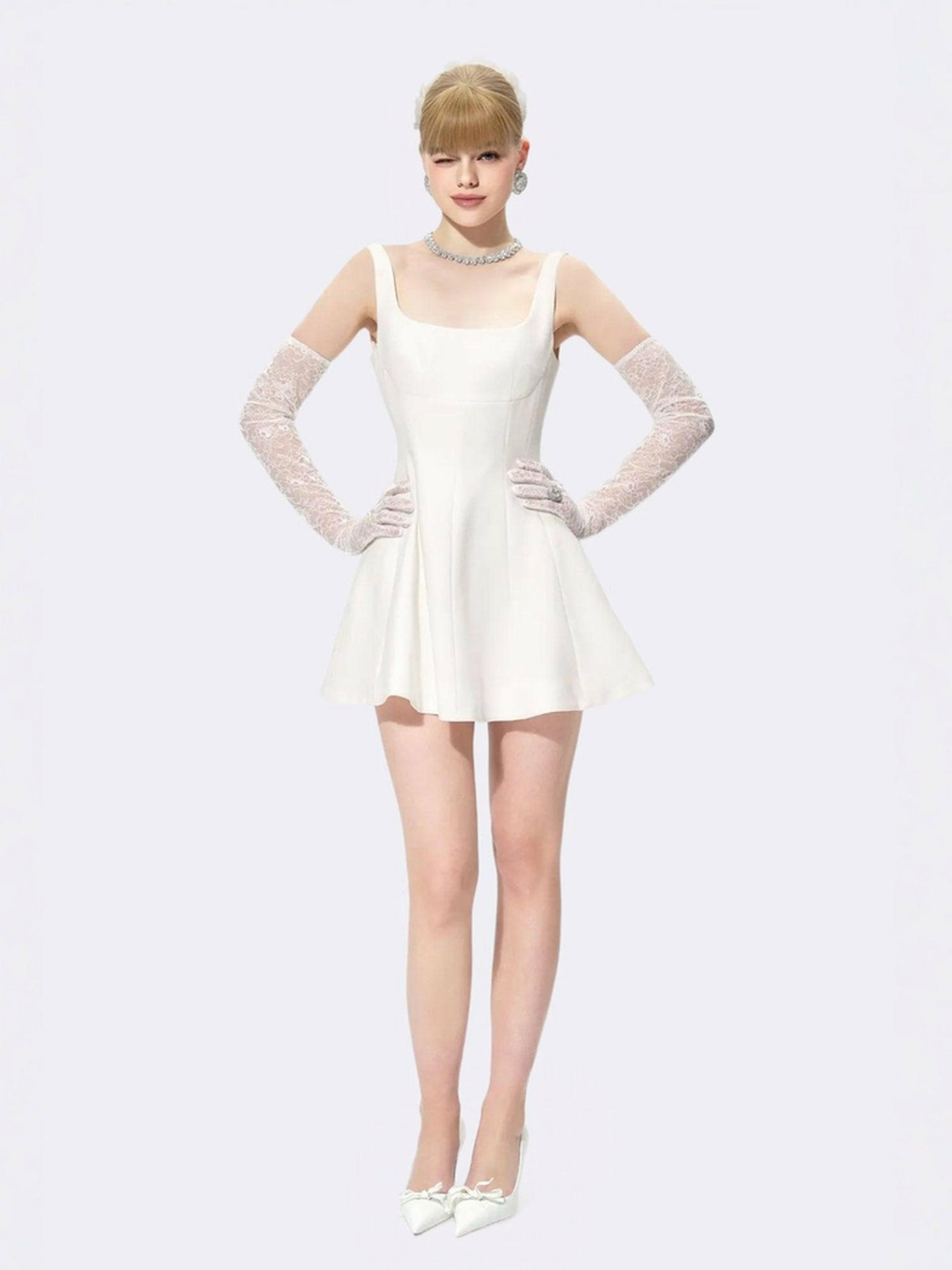 Marianne Dress: White Mini Dress for Bridal Shower - Nana Jacqueline