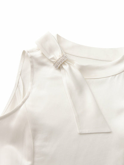 Lila Satin Mini Dress: White Mini Dress for Bridal Shower - Nana Jacqueline