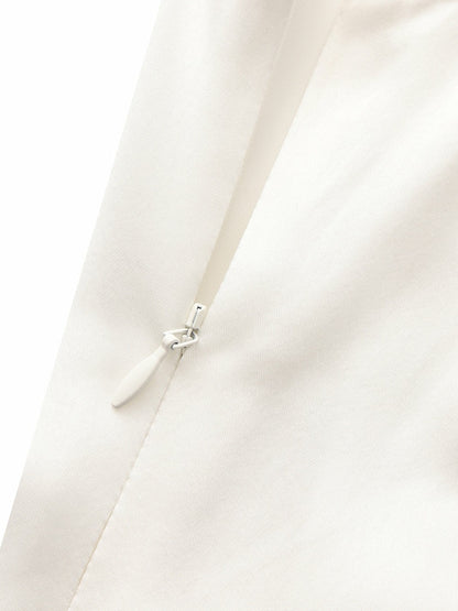 Lila Satin Mini Dress: White Mini Dress for Bridal Shower - Nana Jacqueline