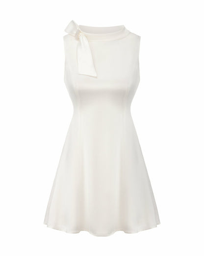 Lila Satin Mini Dress: White Mini Dress for Bridal Shower - Nana Jacqueline