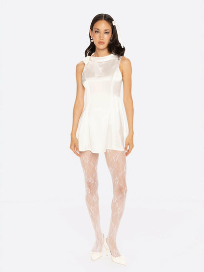 Lila Satin Mini Dress: White Mini Dress for Bridal Shower - Nana Jacqueline