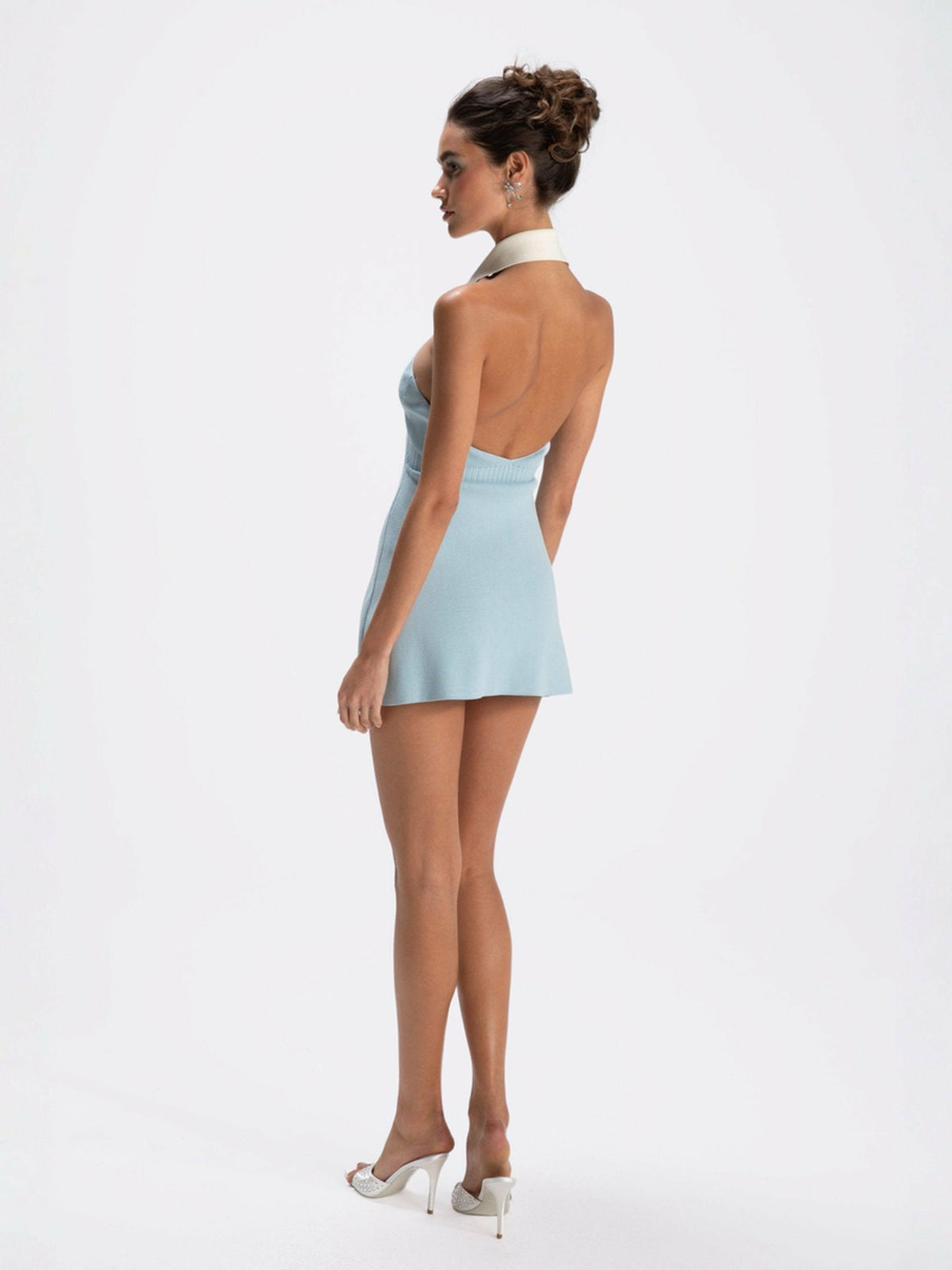 Samantha Knit Dress: Blue Mini Dress for Country Club Brunch - Nana Jacqueline