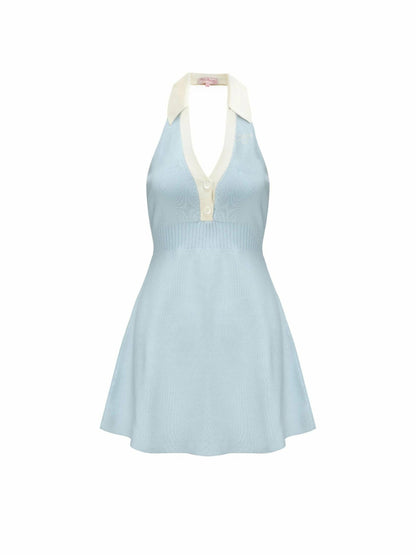 Samantha Knit Dress: Blue Mini Dress for Country Club Brunch - Nana Jacqueline