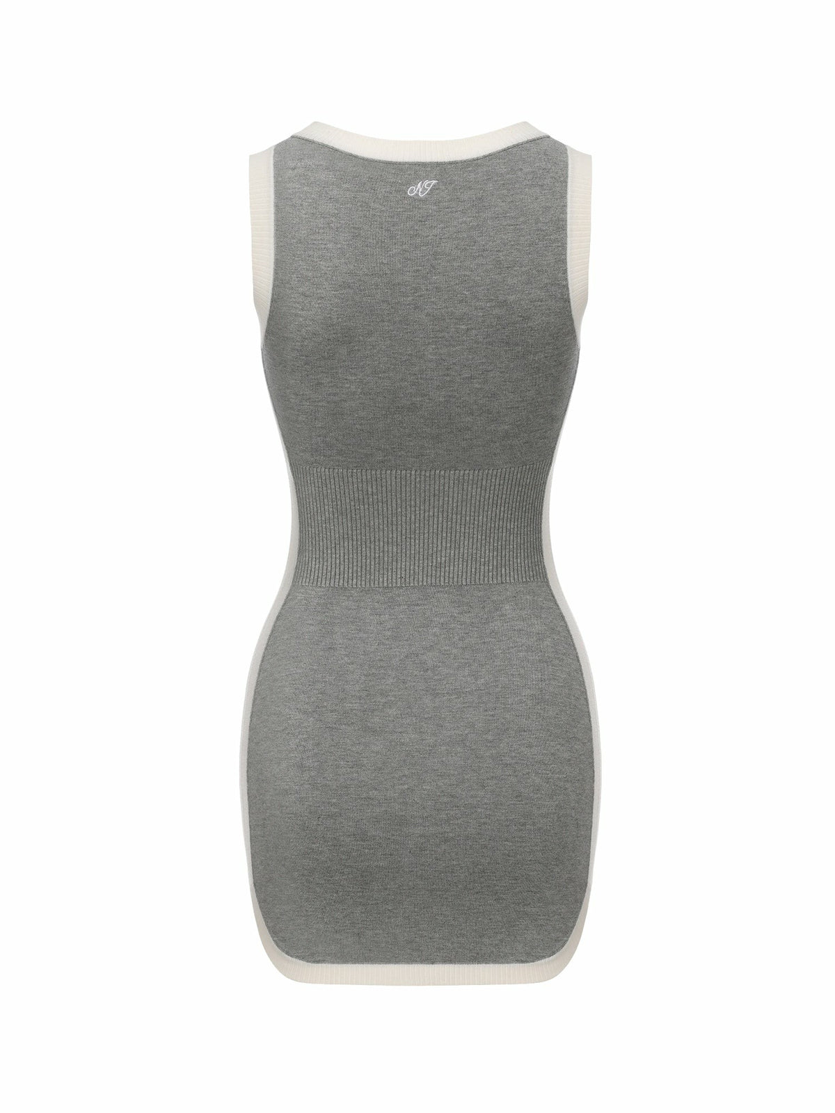 Grey Contrast-Trim Knit Mini Dress - Nana Jacqueline