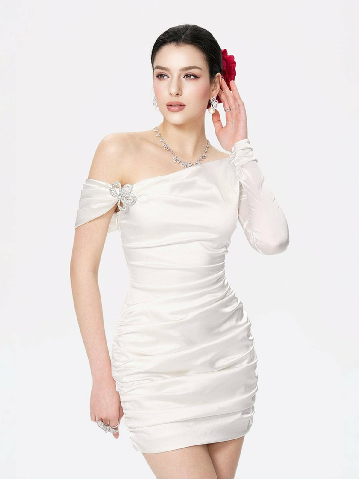 Marlene Dress: White Mini Dress for Bridal Shower - Nana Jacqueline