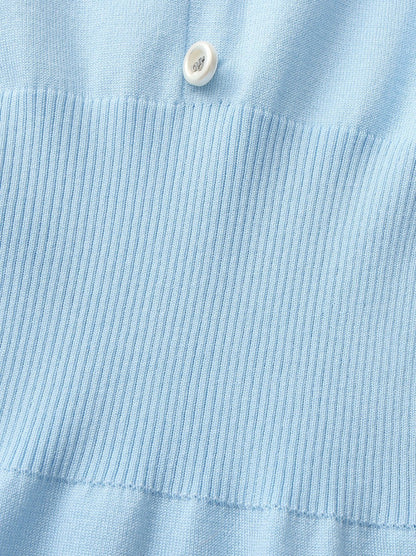 Light Blue Contrast-Trim Knit Mini Dress - Nana Jacqueline