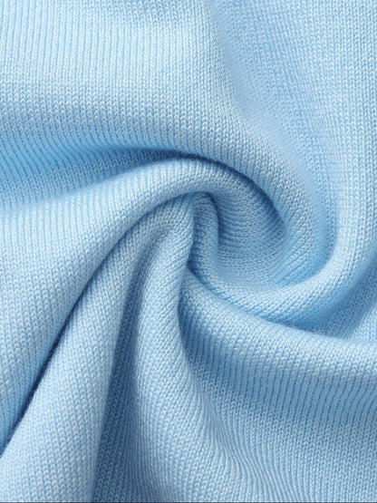 Light Blue Contrast-Trim Knit Mini Dress - Nana Jacqueline