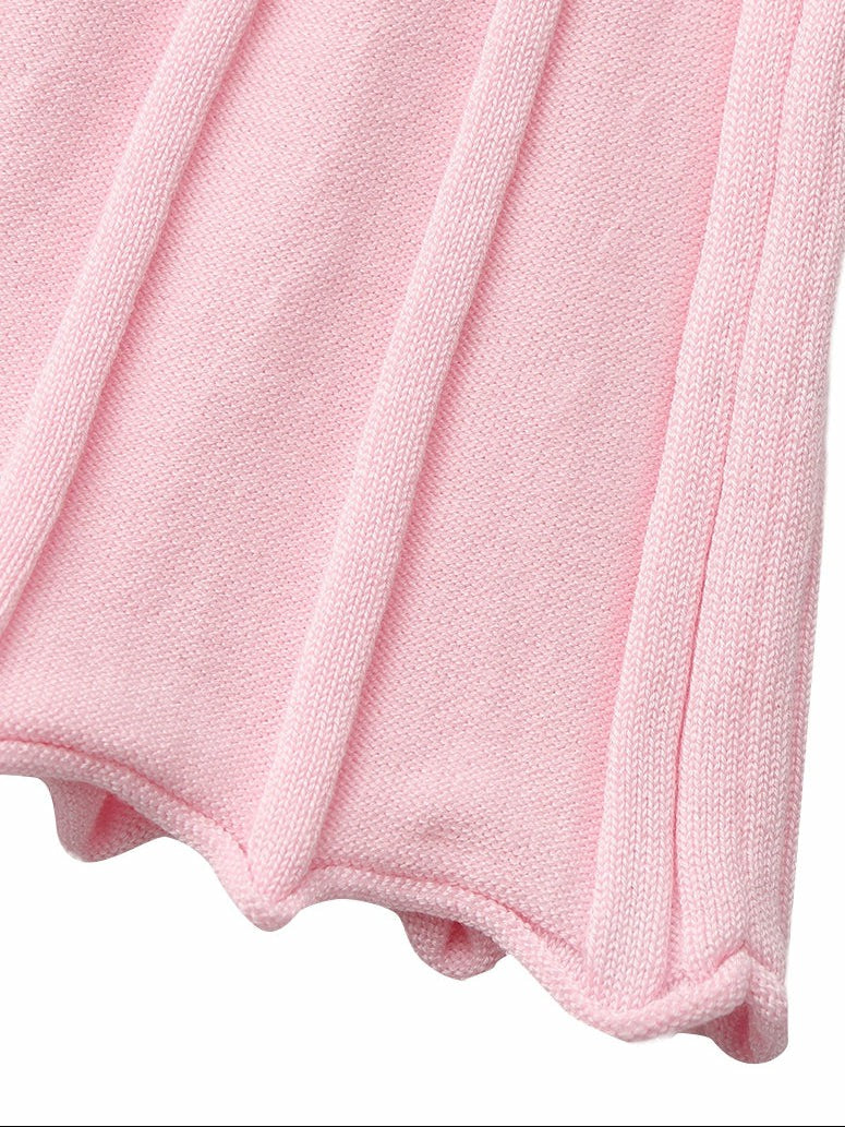 Pink Reverse Halter Knit Flared Dress - Nana Jacqueline