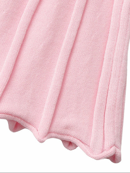 Pink Reverse Halter Knit Flared Dress - Nana Jacqueline