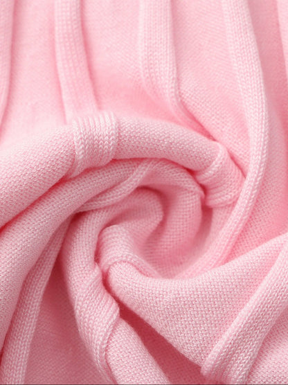 Pink Reverse Halter Knit Flared Dress - Nana Jacqueline