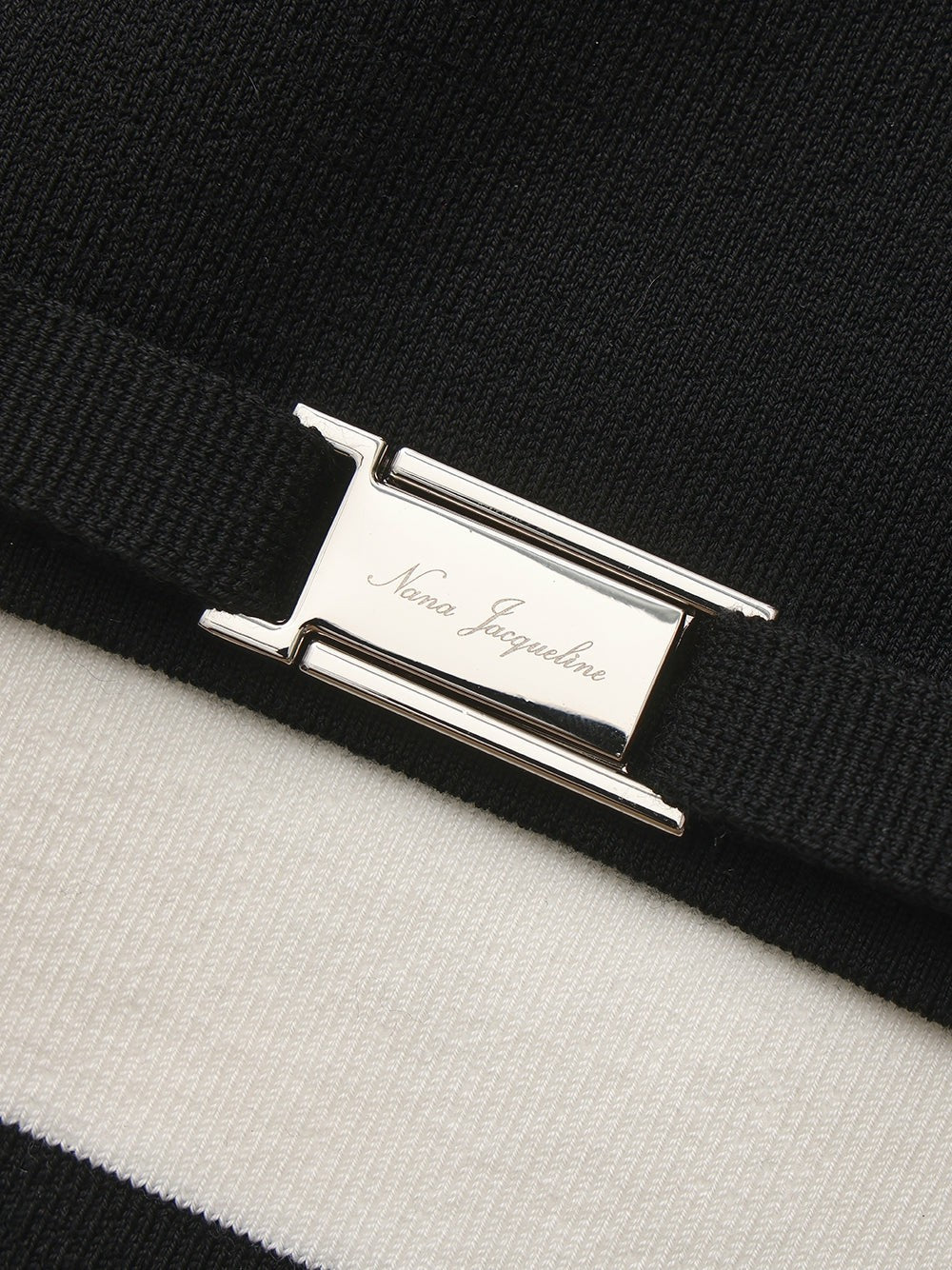 Black Striped Knit Dress with Contrast Collar - Nana Jacqueline