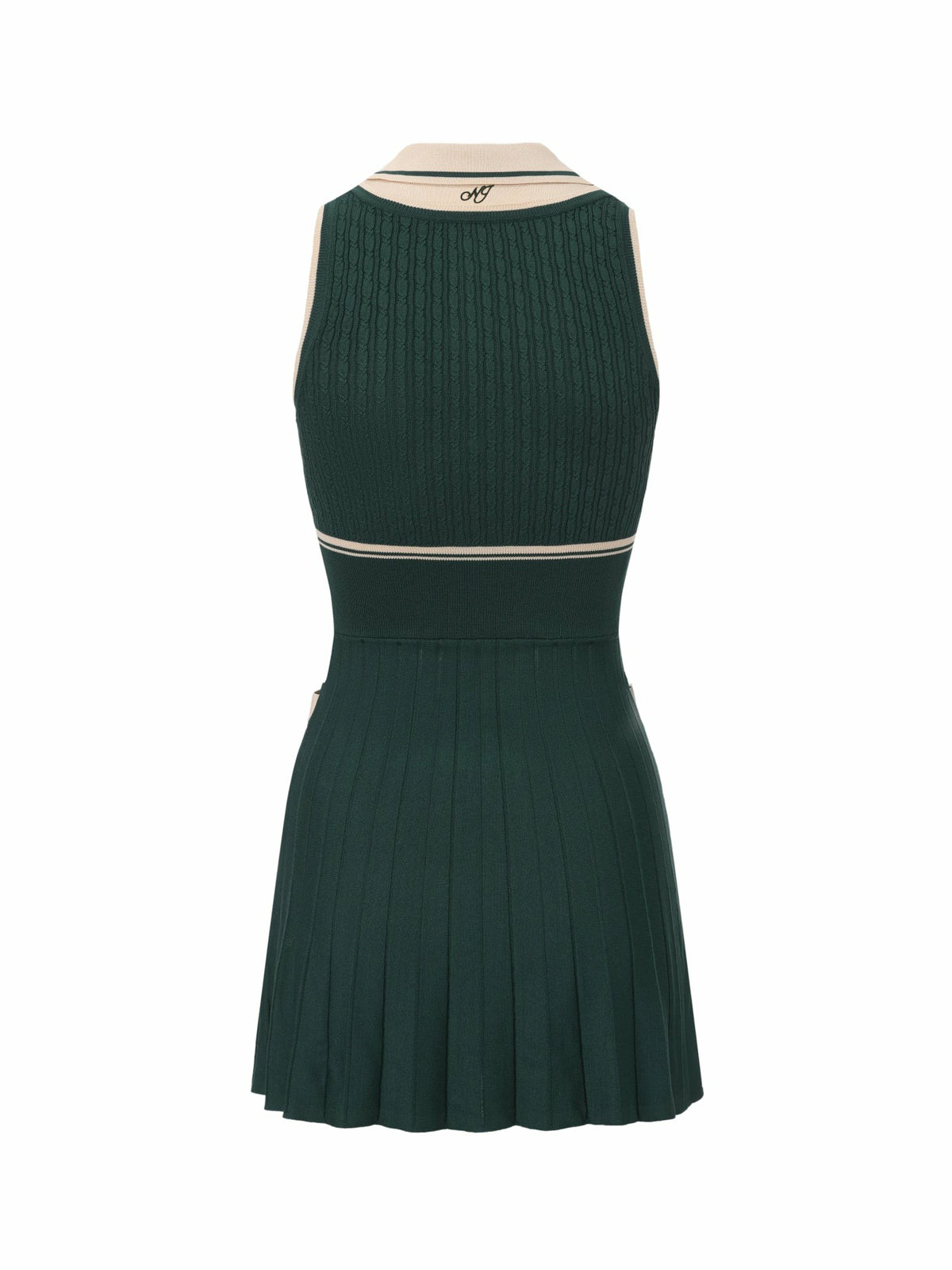 Deep Green Colorblock Knit Dress with Faux Pleated Skirt - Nana Jacqueline