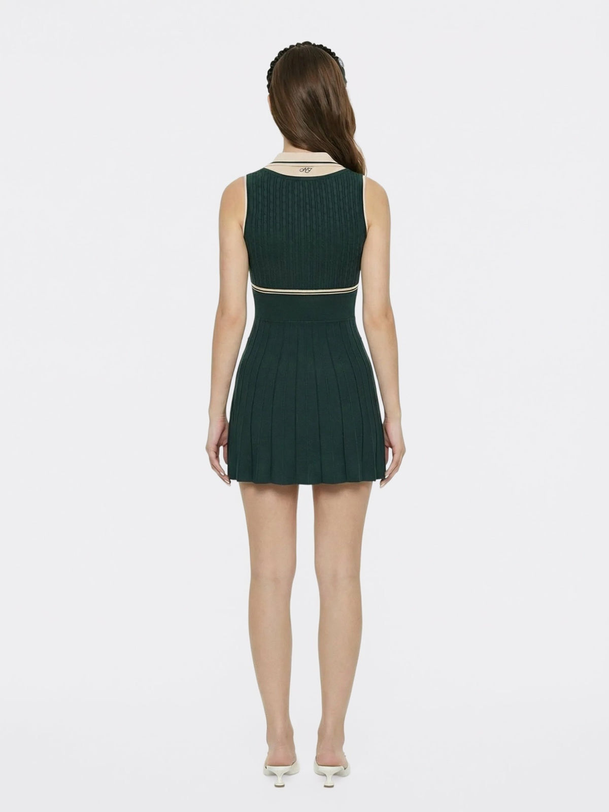 Deep Green Colorblock Knit Dress with Faux Pleated Skirt - Nana Jacqueline
