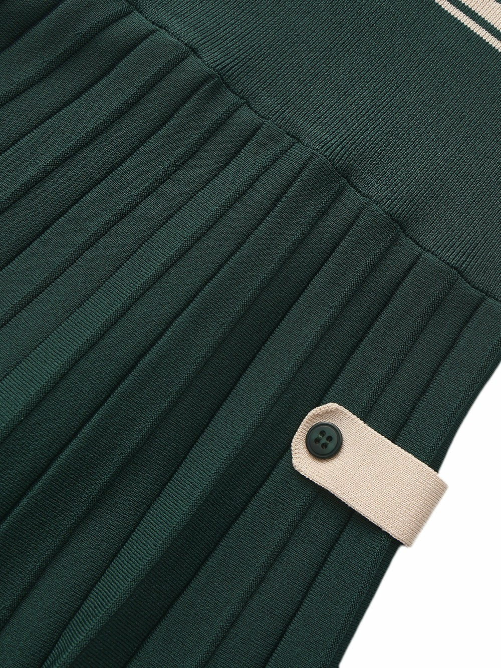 Deep Green Colorblock Knit Dress with Faux Pleated Skirt - Nana Jacqueline