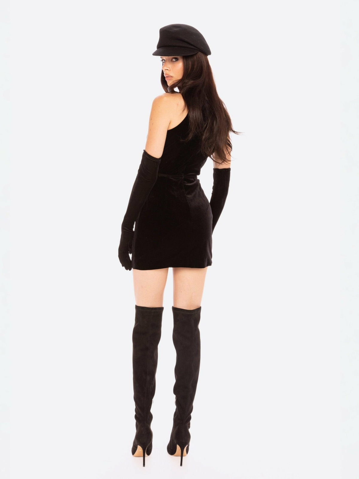 Estelle Velvet Mini Dress: Black Mini Dress for Cocktail Party - Nana Jacqueline