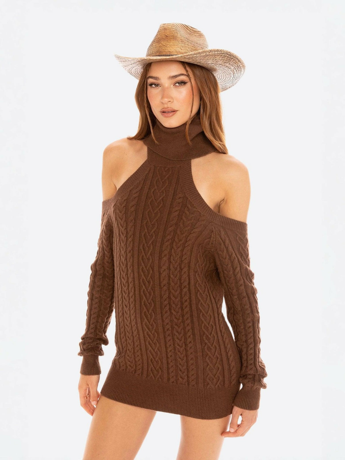 Margo Knit Dress: Brown Mini Dress for Date Night - Nana Jacqueline