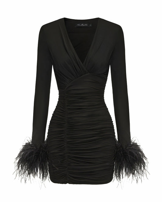 Théa Dress: Black Mini Dress for Cocktail Party - Nana Jacqueline