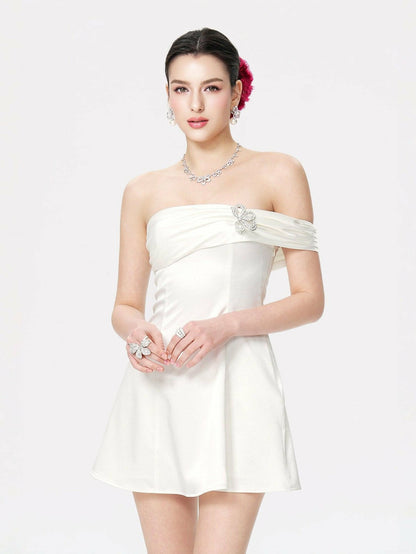 Cornelia Dress: White Mini Dress for Bridal Shower - Nana Jacqueline