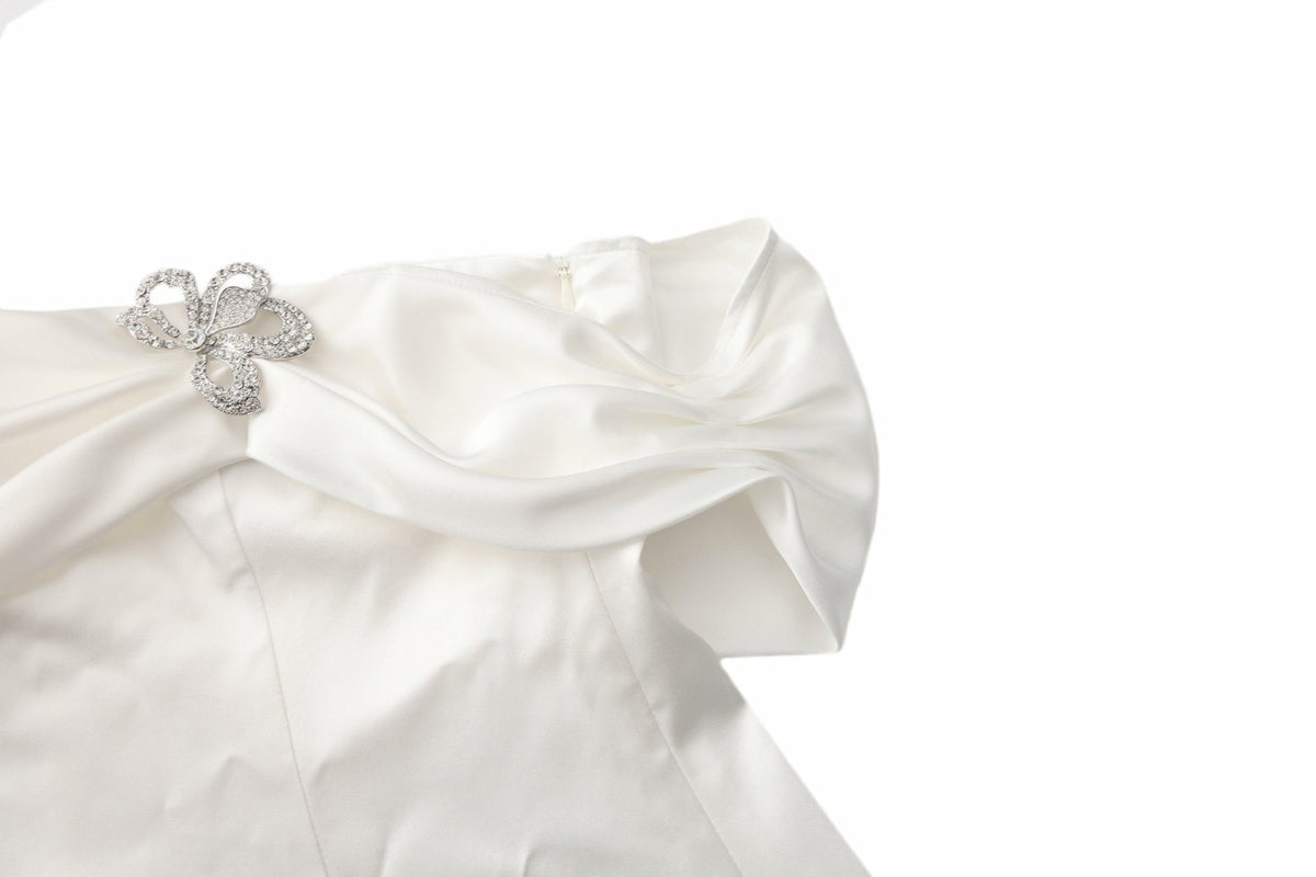 Cornelia Dress: White Mini Dress for Bridal Shower - Nana Jacqueline