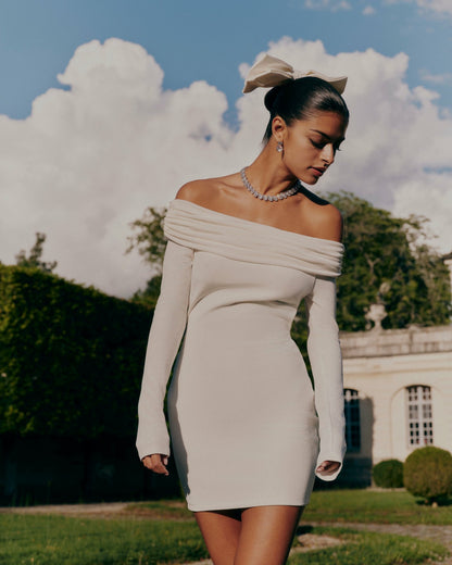 Chantel Dress: White Mini Dress for Bridal Shower - Nana Jacqueline