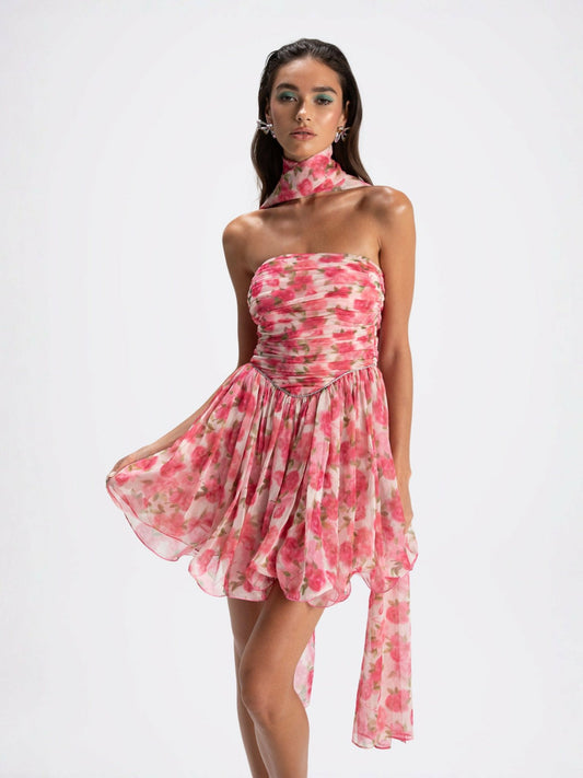 Chloe Dress: Pink Mini Dress for Garden Party - Nana Jacqueline