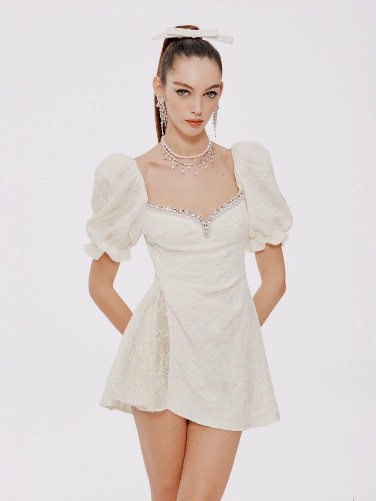 Ysabella Dress: White Mini Dress for Bridal Shower - Nana Jacqueline