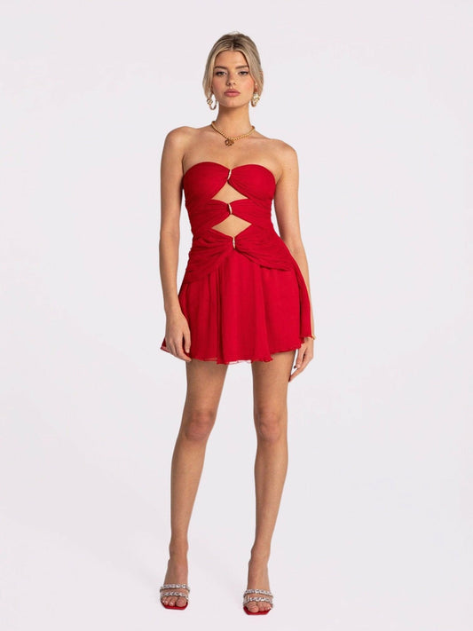 Ilana Dress: Red Mini Dress for Birthday Celebration - Nana Jacqueline