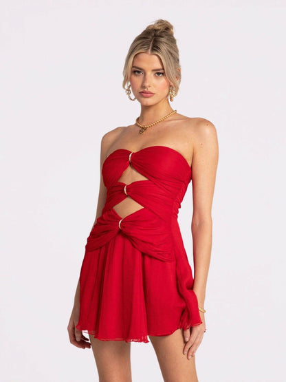 Ilana Dress: Red Mini Dress for Birthday Celebration - Nana Jacqueline