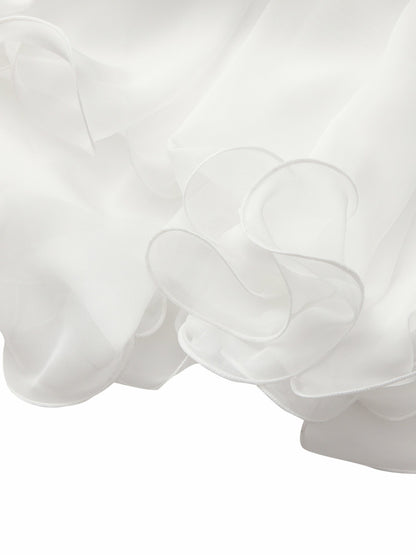 Florence Tiered Chiffon White Dress - Nana Jacqueline