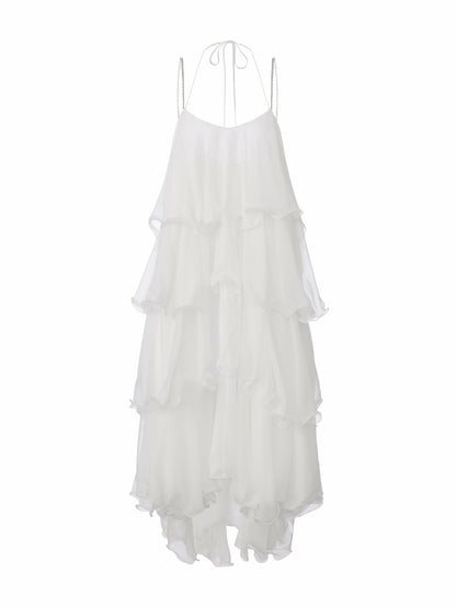 Florence Tiered Chiffon White Dress - Nana Jacqueline