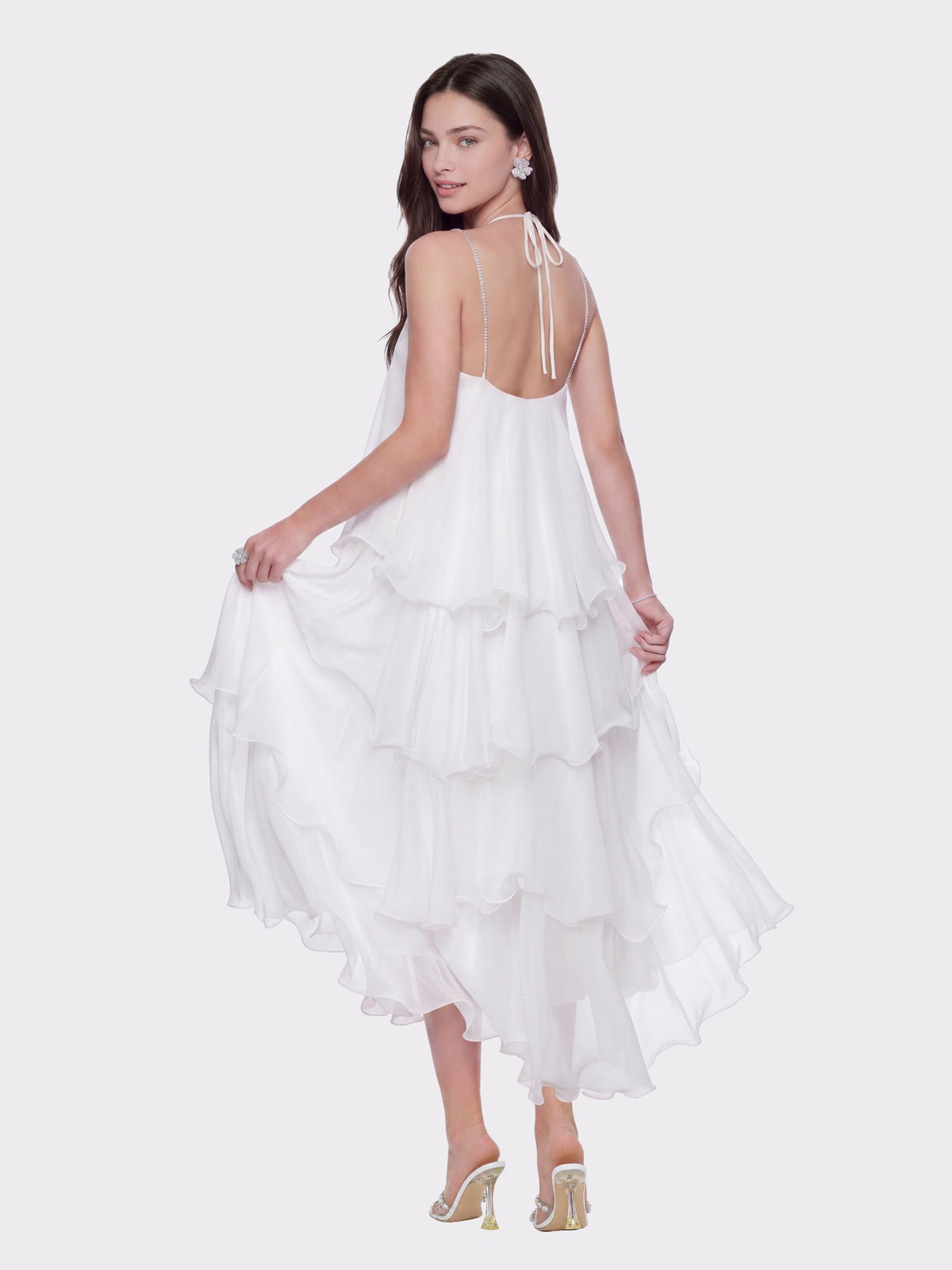 Florence Tiered Chiffon White Dress - Nana Jacqueline
