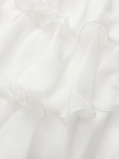 Florence Tiered Chiffon White Dress - Nana Jacqueline