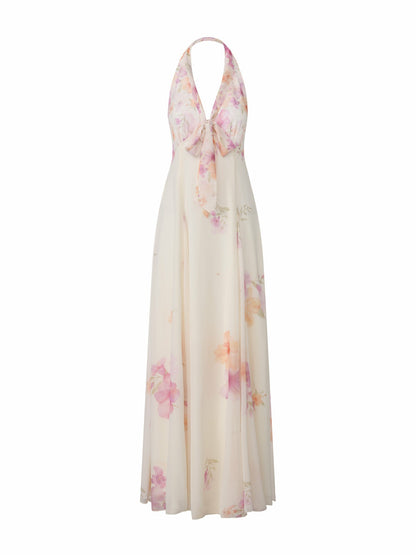 Lana Halter Floral Cream Dress - Nana Jacqueline