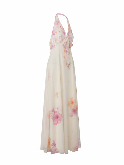 Lana Halter Floral Cream Dress - Nana Jacqueline