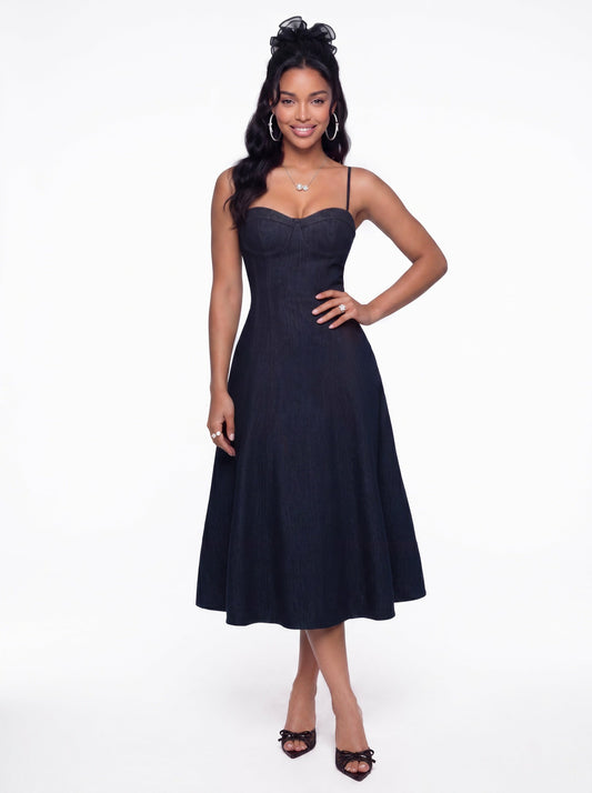 Heidi Corset Blue Denim Dress - Nana Jacqueline