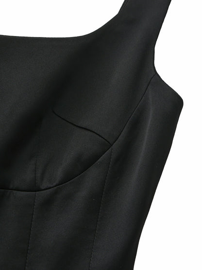 Lauren Square-Neck Black Dress - Nana Jacqueline